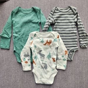 Little Planet 3 long sleeve bodysuit onesies with mitten hands